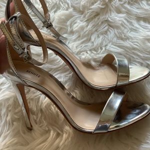 Schutz Casey Lee Silver Leather Patent Sandal